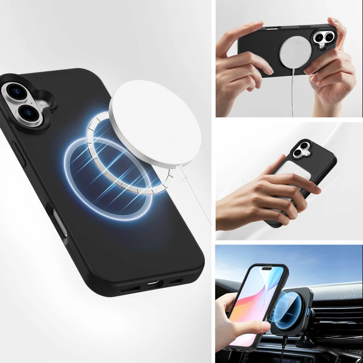 Mbështjellës silikon 4smarts Cupertino për iPhone 16, i zi