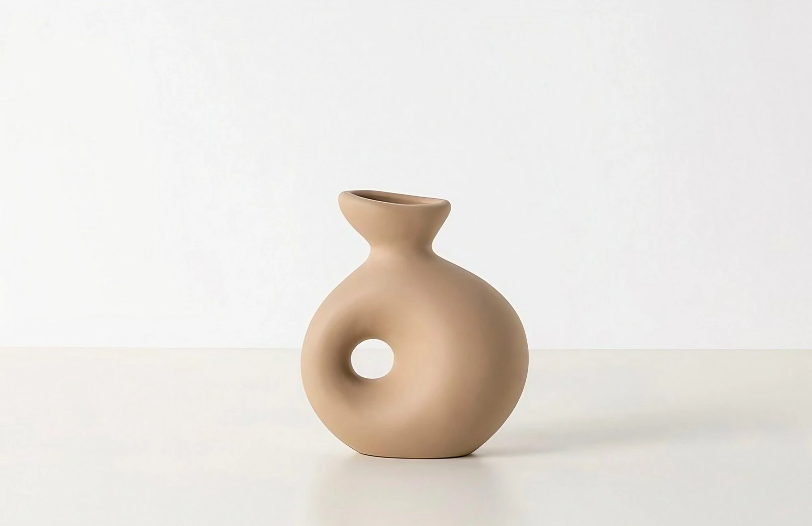 Vazo dekorative Evila Originals, ngjyrë kafe e çelët, CY0148, 14x7x16cm