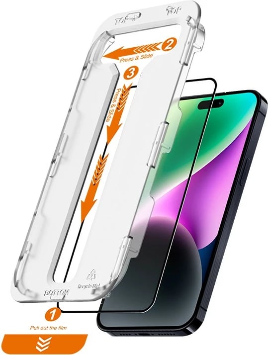 Xham i temperuar CRONG EasyShield 2-Pack për iPhone 16e / 14 / 13 / 13 Pro, 2 copë, kornizë e zezë