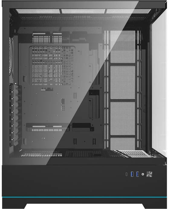 Kasë Darkflash DY451L, Big Tower, pa ventilatorë, ATX, xham i temperuar, e zezë