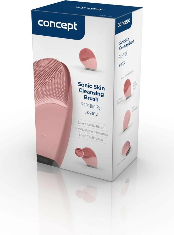 Brushë fytyre elektrike Concept Sonivibe SK9102, 12 intensitete, silikon, rozë