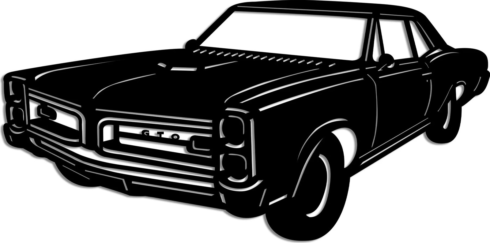 Aksesor dekorativ metalik për mur, Pontiac GTO 1966, Wallity, ngjyrë e zezë