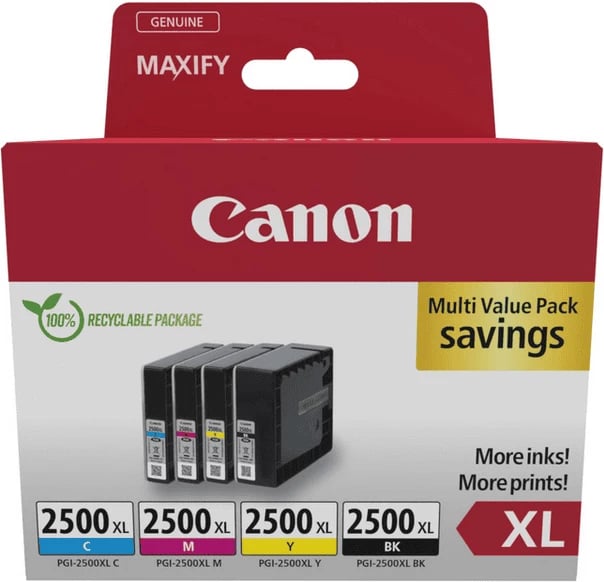 Set kartusha boje, Canon, PGI-2500XL 9254B010, XL, e zezë/cian/magenta/e verdhë, paketë 4-copëshe