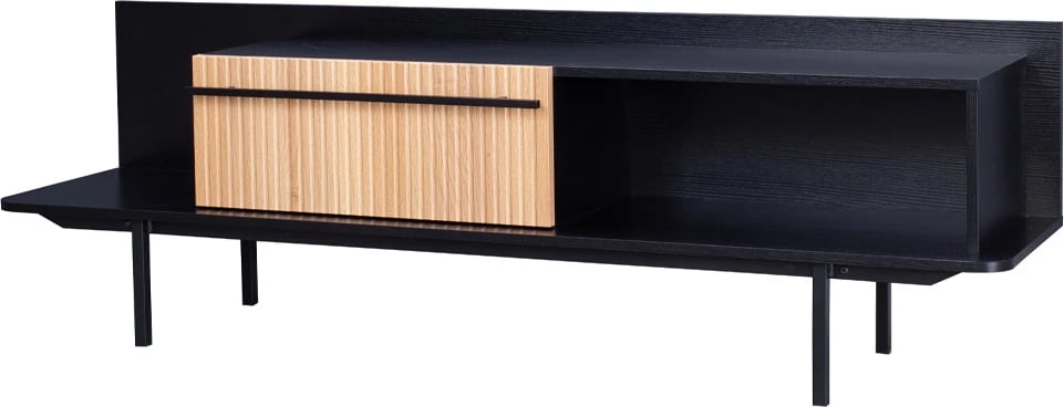 Komodë TV Origami, 1 sirtar, e zezë-sonoma, 160x39.5x50cm