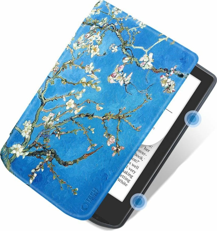 Mbështjellës Tech-Protect SmartCase për PocketBook Verse / Verse Pro, me lule Sakura, Kaltër