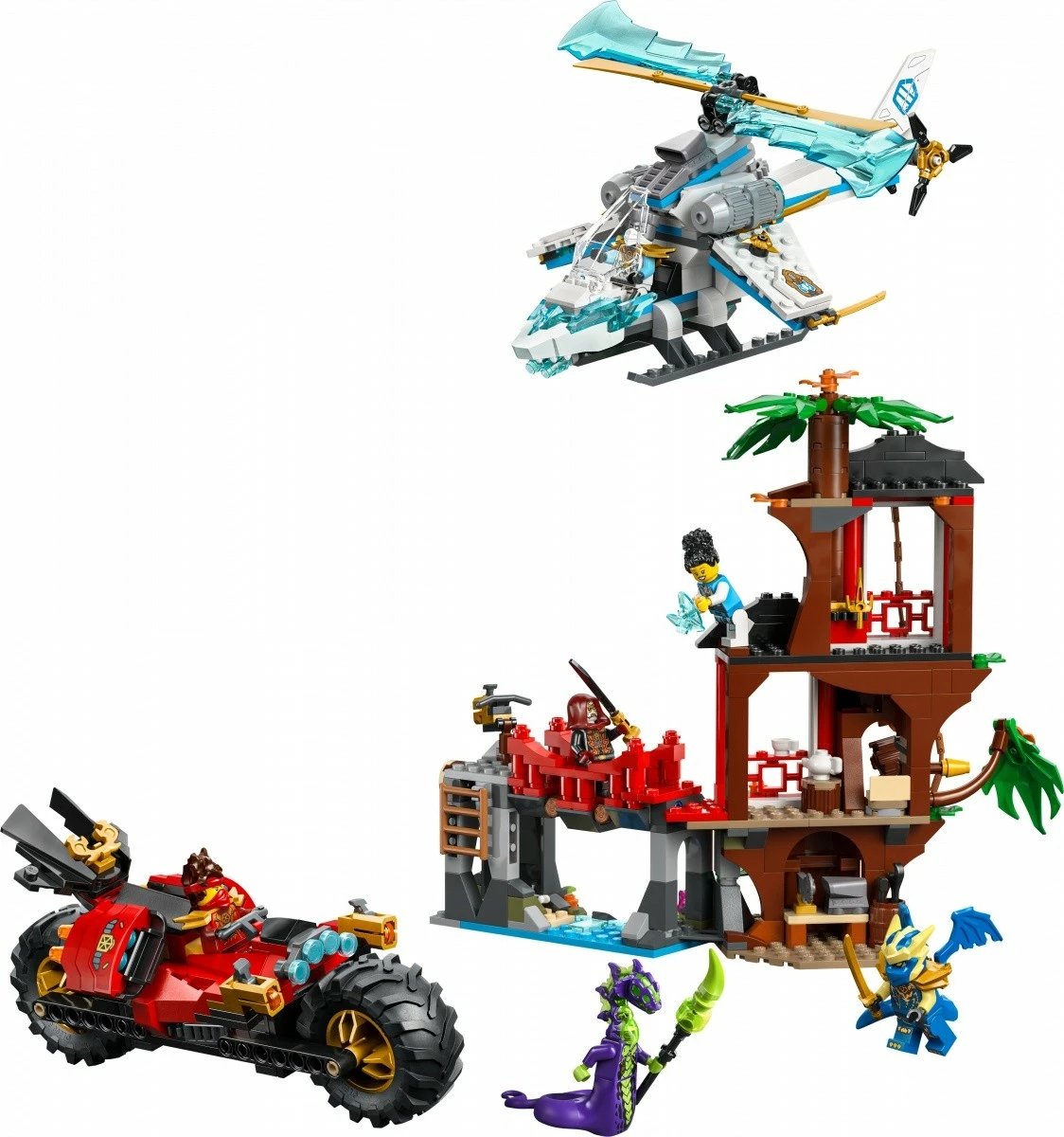 Set ndërtimi, LEGO NINJAGO, 71857 Ninja Battle: Treehouse with Vehicles, 642 pjesë, 6 minifigura, 7+