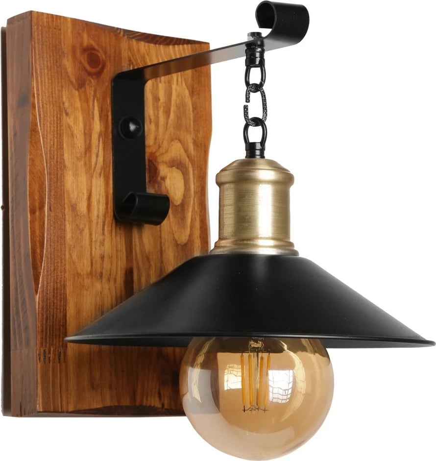 Aplik muri Opviq, trup druri, kapak metali, ngjyrë kafe e zezë, 15x26x28cm Aplik muri Opviq, trup druri, kapak metali, ngjyrë kafe e zezë, 15x26x28cm