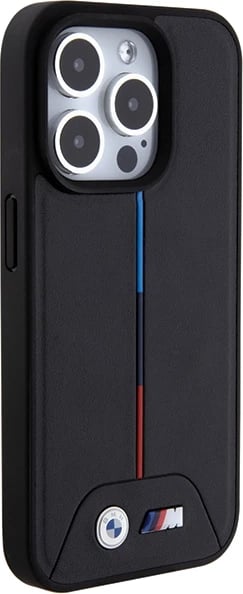 Mbështjellës BMW Quilted Tricolor MagSafe për iPhone 15 Pro, i zi