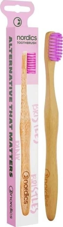 Furçë dhëmbësh Nordics Bambus, rozë