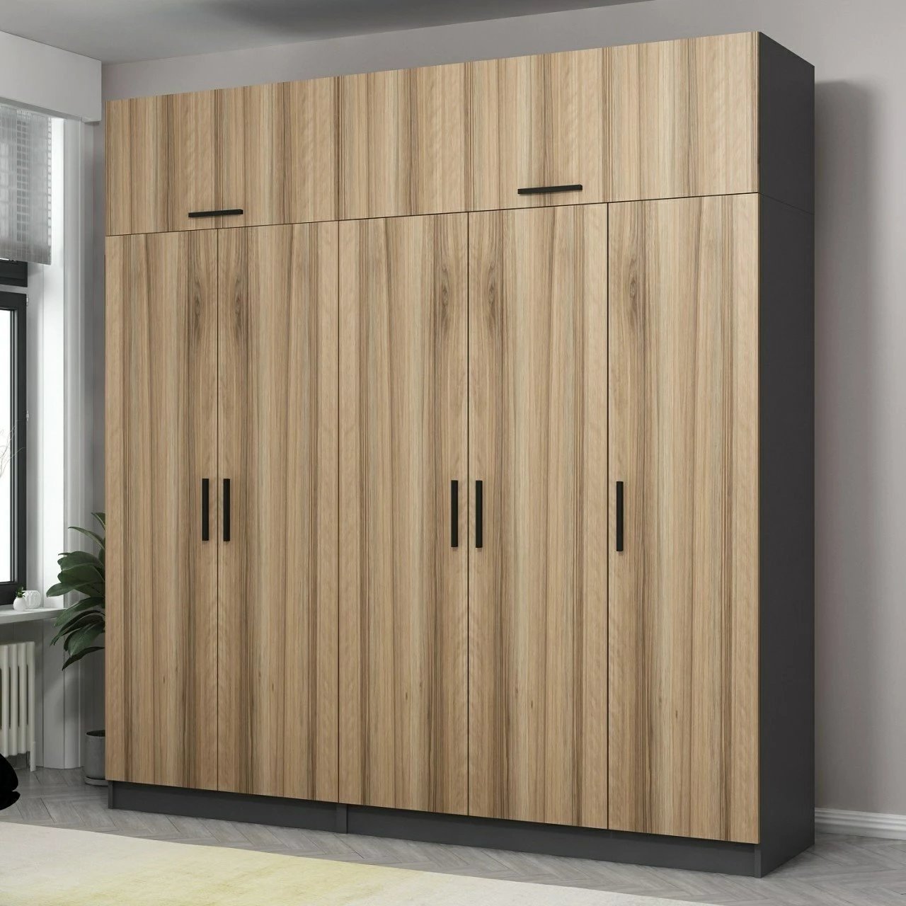 Dollap i madh për dhomë gjumi, ngjyrë Dore, Skye Decor, 5201