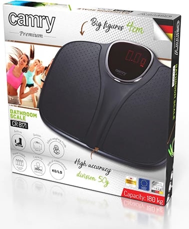 Peshore banjoje, Adler CR 8171, 180 kg, ekran LED, modalitet peshimi për bebe, 29.5x33.5 cm, e zezë