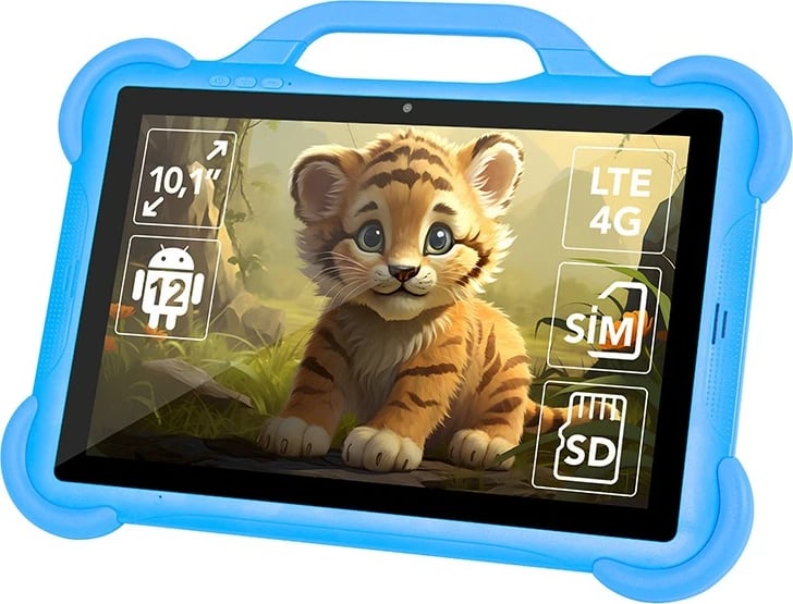 Tablet për fëmijë BLOW KidsTAB10 4G, 10.1", 4GB RAM, 64GB, Android 12, Kaltër me mbështjellës