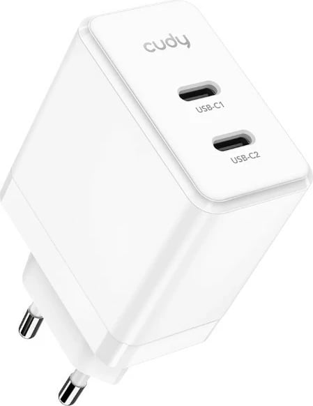 Karikues murit Cudy CH40, 40W, 2x USB-C, Bardhë