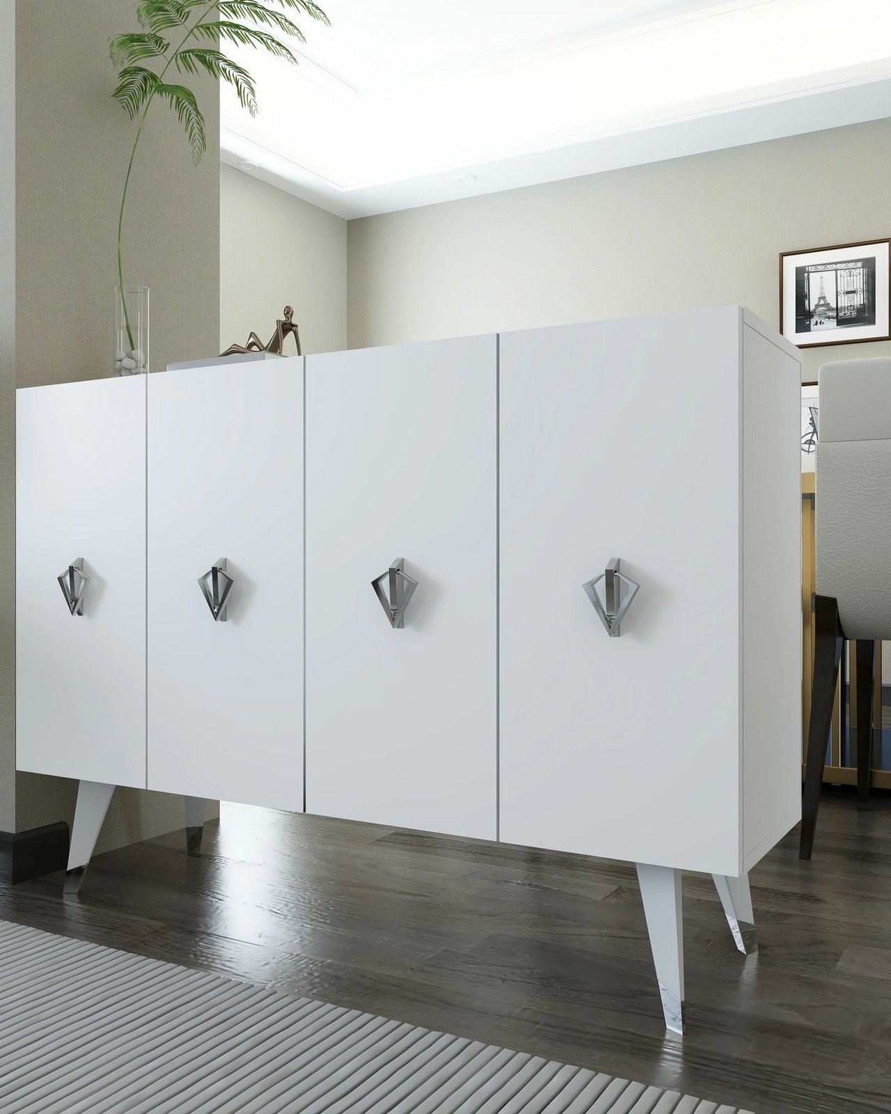 Konsolë Skye Decor, 8163KM-32, e bardhë, argjend