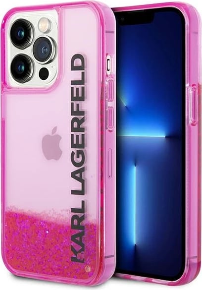 Mbështjellës Karl Lagerfeld KLHCP14XLCKVF për iPhone 14 Pro Max 6.7", rozë, hardcase me glitter