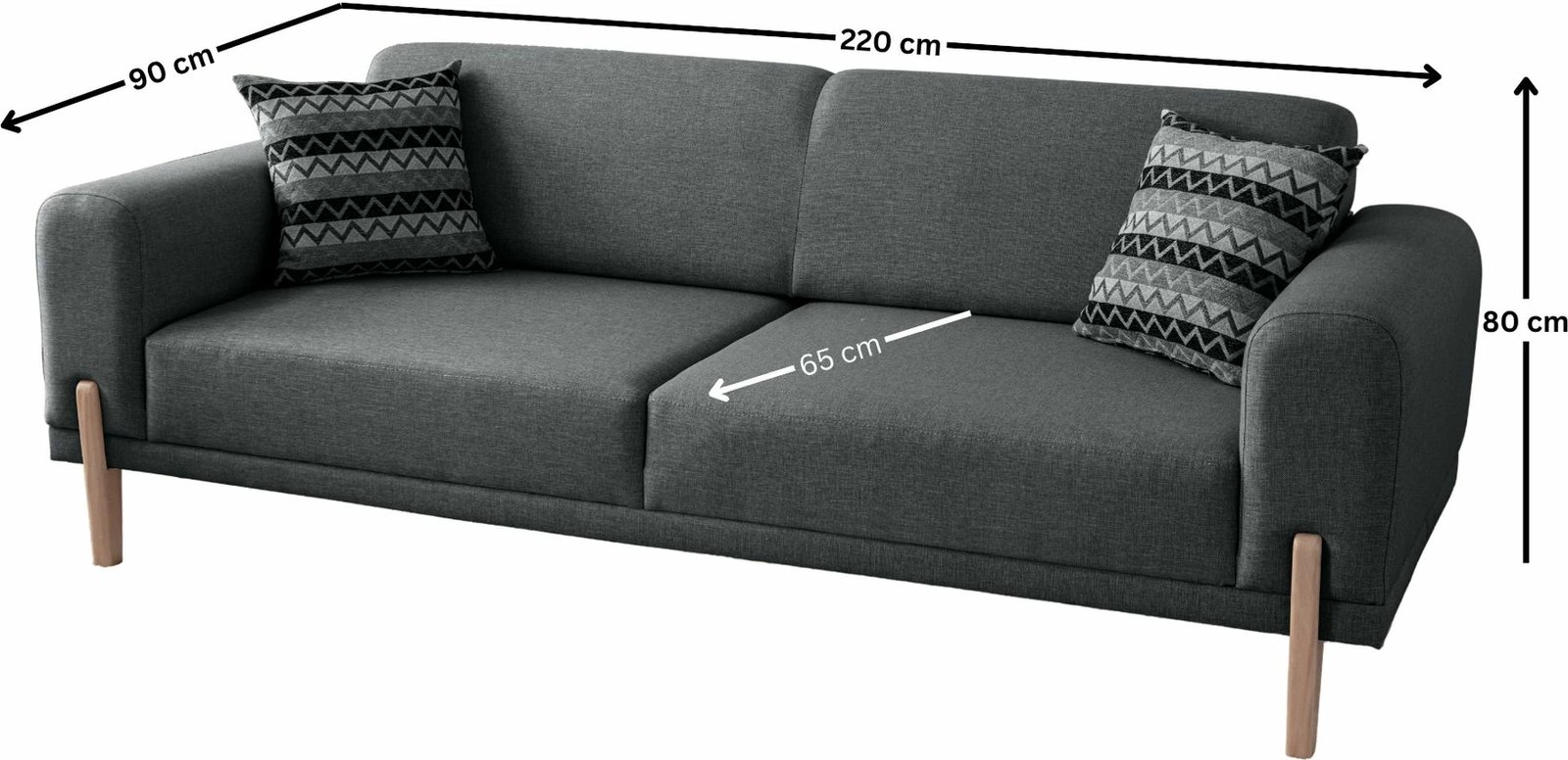 Divan-krevat treshe, ngjyrë antracit, Atelier del Sofa