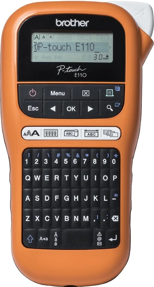 Printer etiketa Brother PTE110VP, QWERTY, TZe, 180x180 DPI, 20mm/sec, AAA