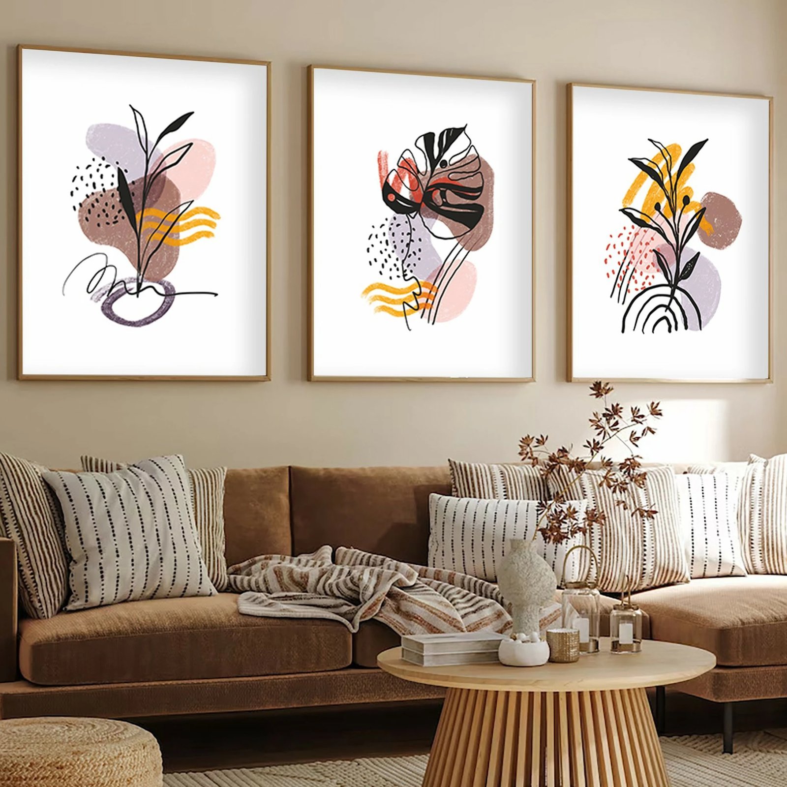 Set pikturash dekorative me kornizë, MDF, shumëngjyrëshe, Wallity Huhu227, 50x70cm (3 copë)