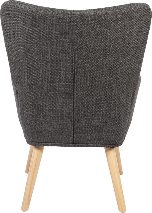 Fotelje Gerlina, material tekstili ngjyrë gri e errët, këmbë druri natyral, 71x64x94cm