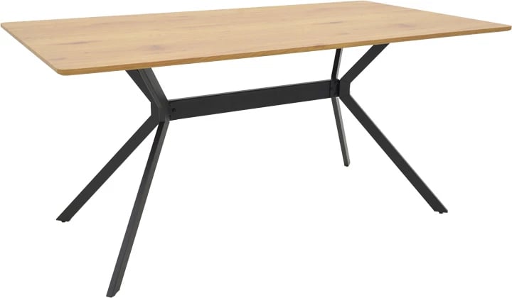 Tavolinë Nerelis, MDF natyral, këmbë metalike të zeza, 160x90x75cm Tavolinë Nerelis, MDF natyral, këmbë metalike të zeza, 160x90x75cm