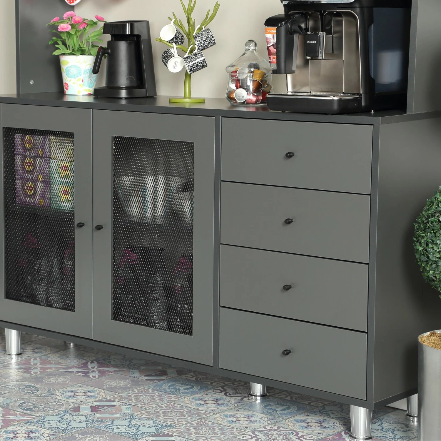 Dollap multifunksional Hanah Home, Grano 140, antracit