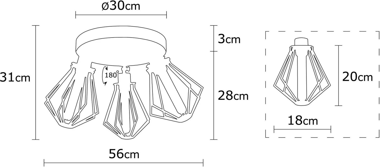 Llambë tavani Opviq, Oylat - N-1041, e zezë dhe ari