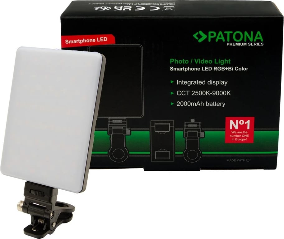 Dritë LED portabile PATONA Premium RGB/Bi-Color për smartphone, 2000 mAh, Bardhë