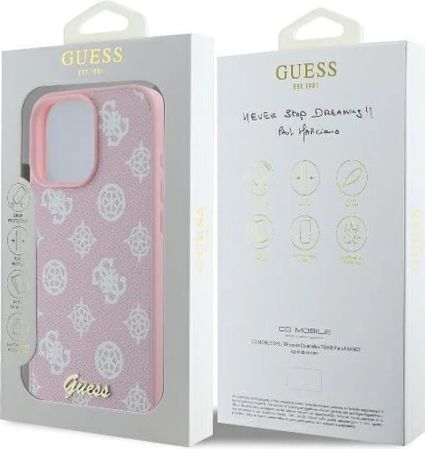 Mbështjellës Guess Peony Script Logo MagSafe për iPhone 16 Pro, Rozë Mbështjellës Guess Peony Script Logo MagSafe për iPhone 16 Pro, Rozë