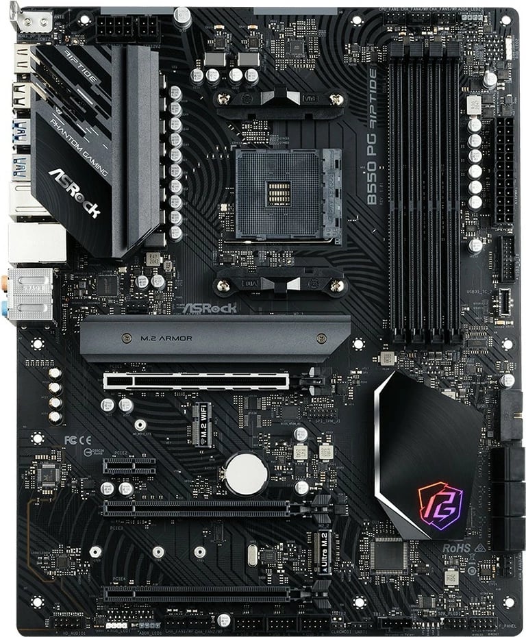 Pllakë amë ASRock B550 PG Riptide, ATX, për Ryzen, 128GB DDR4, Ethernet 2.5G