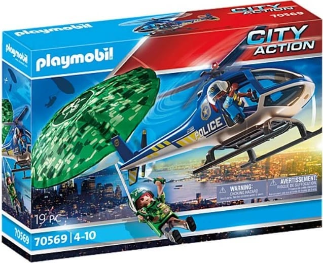 Set lodrash Playmobil City Action 70569, helikopter policie me figura, 89 pjesë