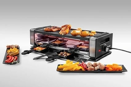 Raclette UNOLD 48730, 8 persona, plastikë, çelik inox, e zezë