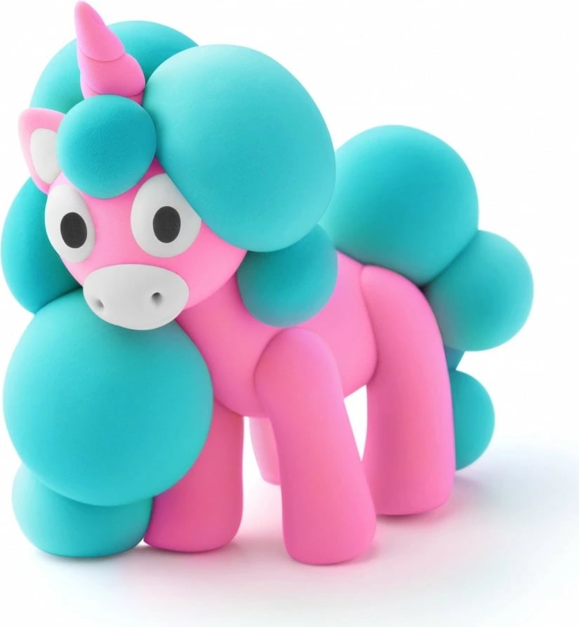 Masë modelimi Hey Clay Unicorns 3 copë, Cloudy, shumëngjyrëshe