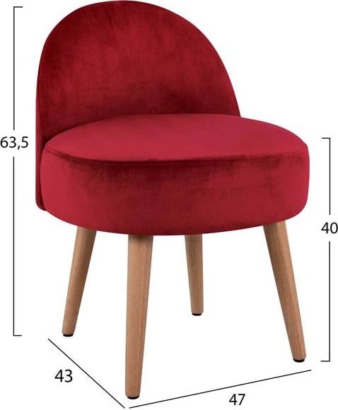 Karrige për bar me shpinë Yasmine, ngjyrë e kuqe, FH8395.06, 47x43x63,5 cm