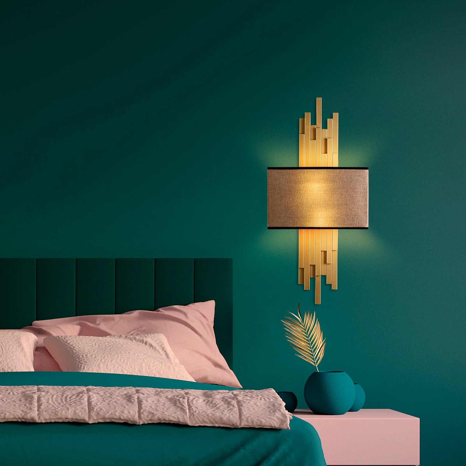 Llambë muri Opviq, Axıs - 15112, metal dhe pëlhurë, ngjyrë ari dhe kafe e çelët