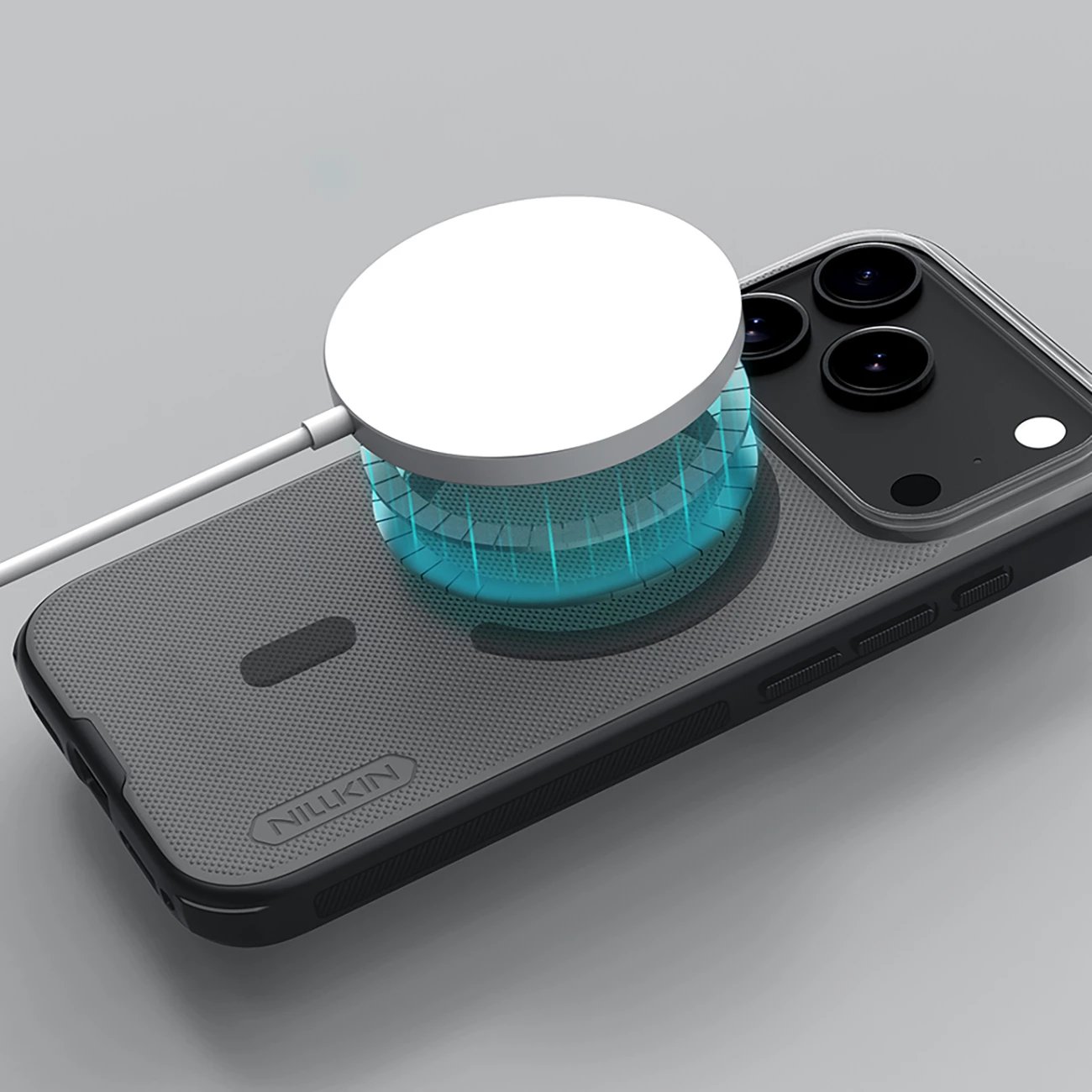 Mbështjellës Nillkin Super Frosted Shield Pro, për iPhone 17 Pro, MagSafe kompatibil, PC+TPU, e zezë transparente