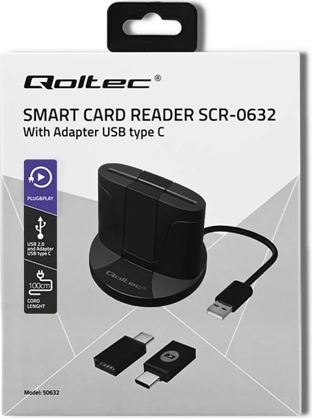 Lexues kartelash çipi Qoltec SCR-0632, USB Type C, i zi