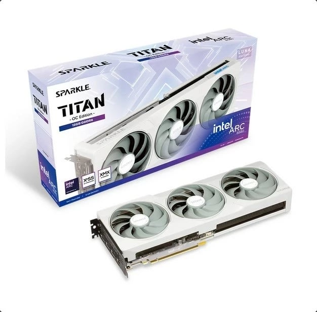 Kartelë grafike SPARKLE Intel Arc B580 TITAN OC, 12 GB GDDR6, E bardhë