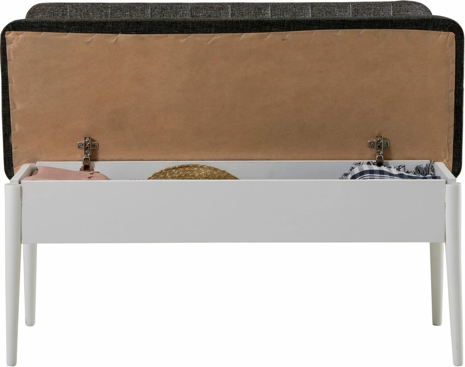 Bank Skye Decor, ngjyrë antracit dhe e bardhë, me hapësirë për ruajtje