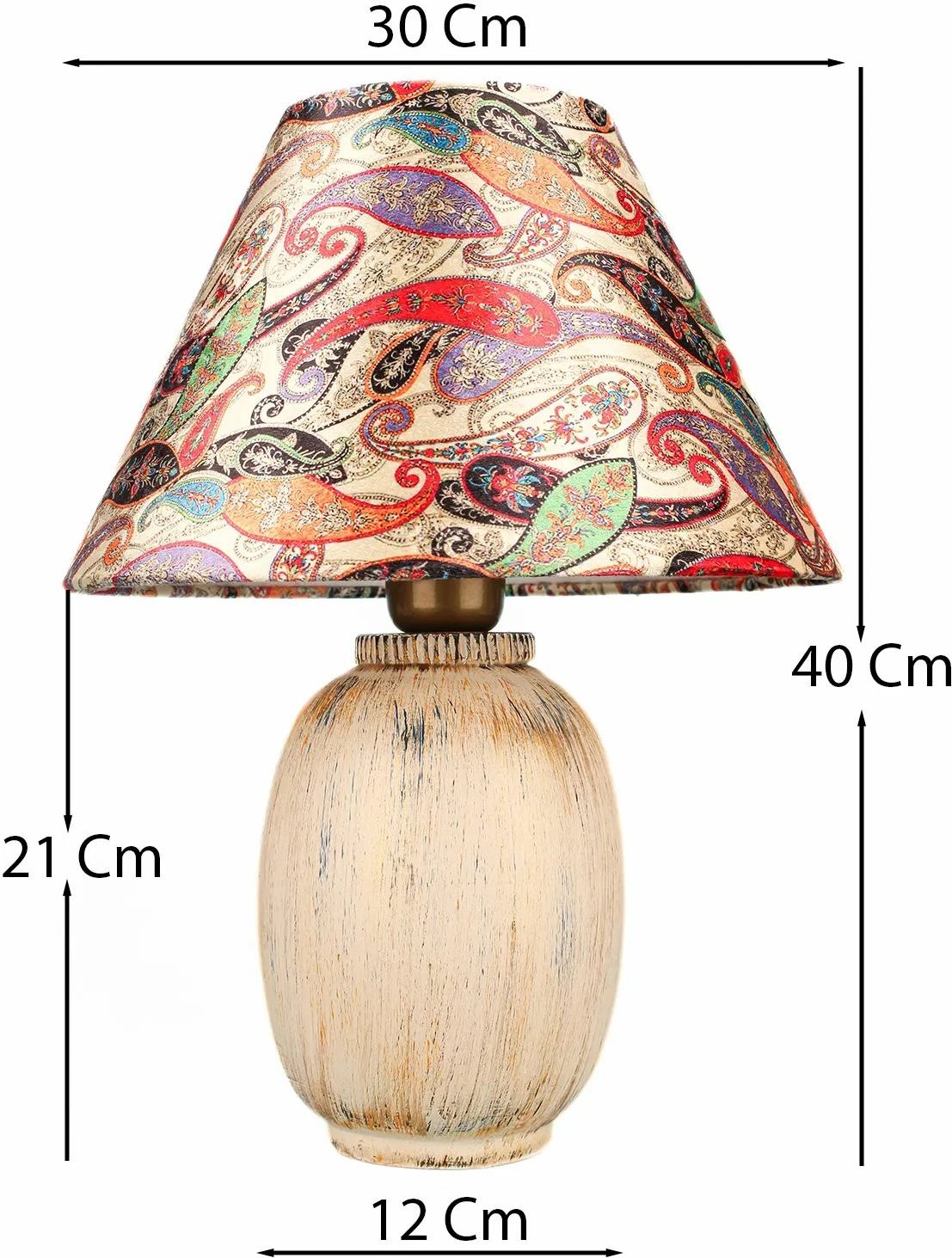 Llambë tavoline Opviq, BK037, trup qeramike, kapak kadife, shumëngjyrëshe, 40cm