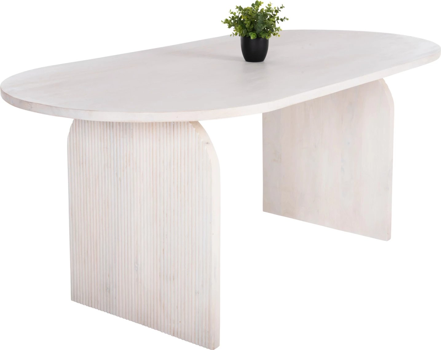 Tavolinë ovale për ngrënie, dru mango, ngjyrë e bardhë, FH9690, 180,5x90,5x76 cm