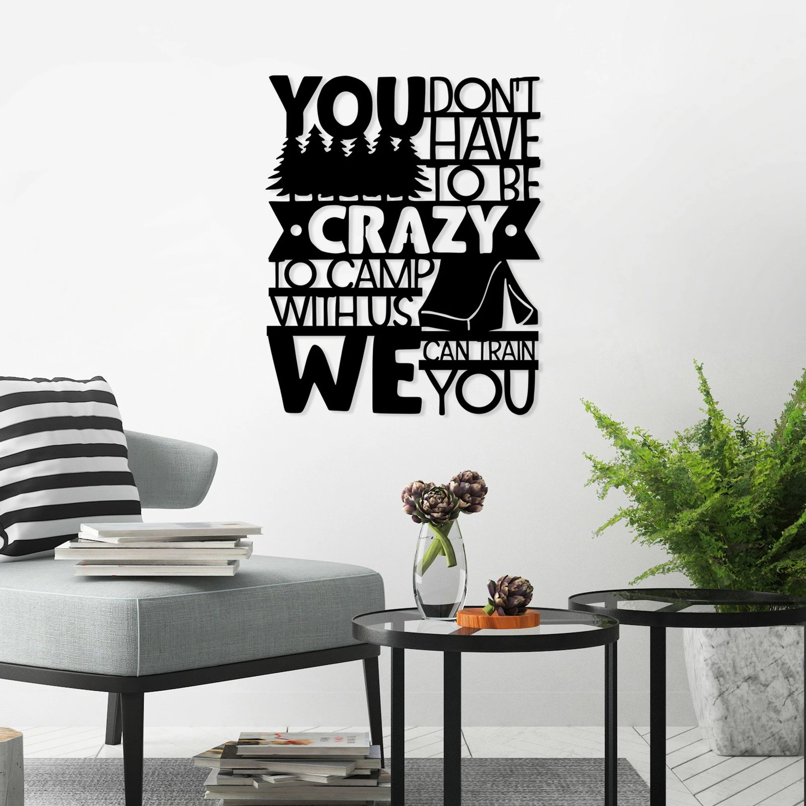 Aksesor dekorativ metalik për mur, Wallity, Camp With Us