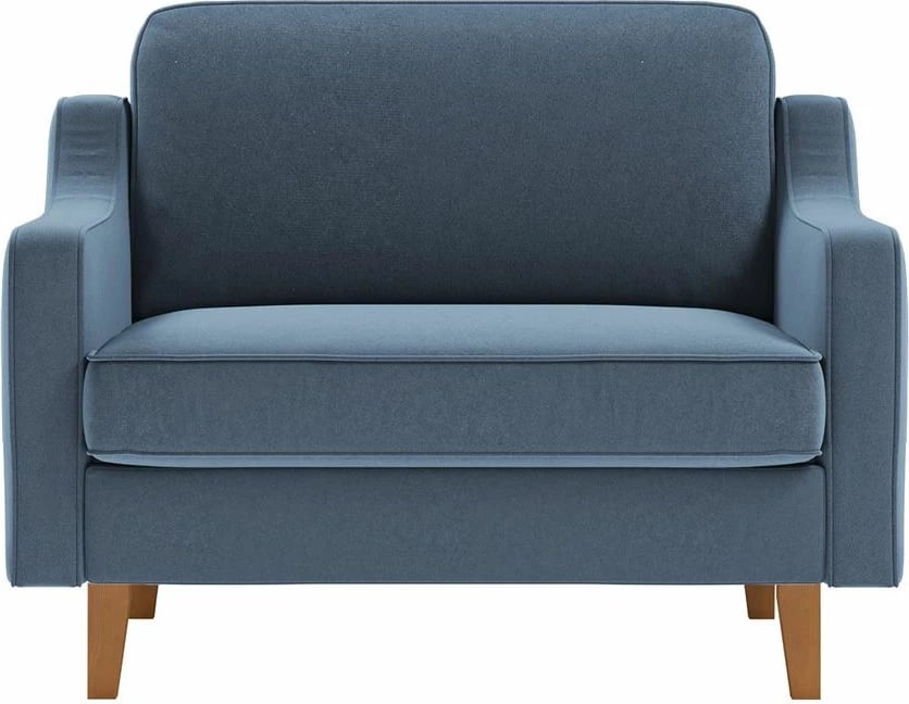 Divan dy-vendësh Robin, ngjyrë blu oqeani, këmbë druri arre