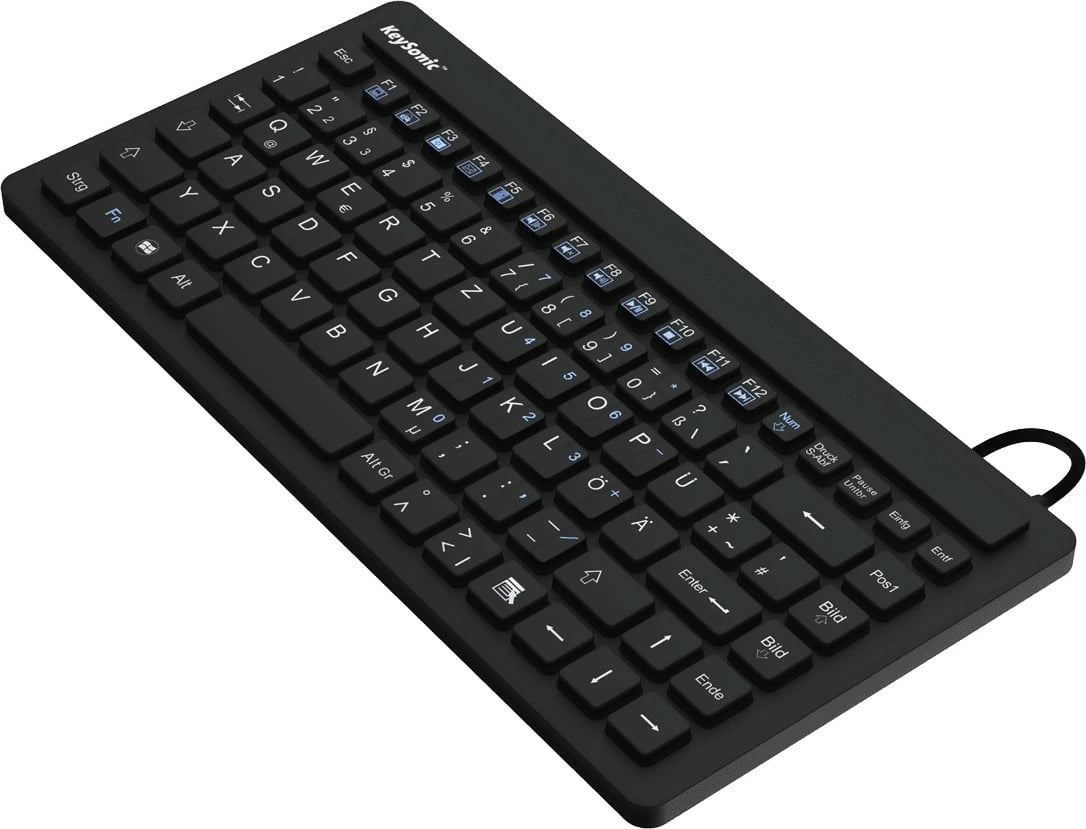 Tastierë mini KeySonic KSK-3230 IN, USB, QWERTY, e zezë
