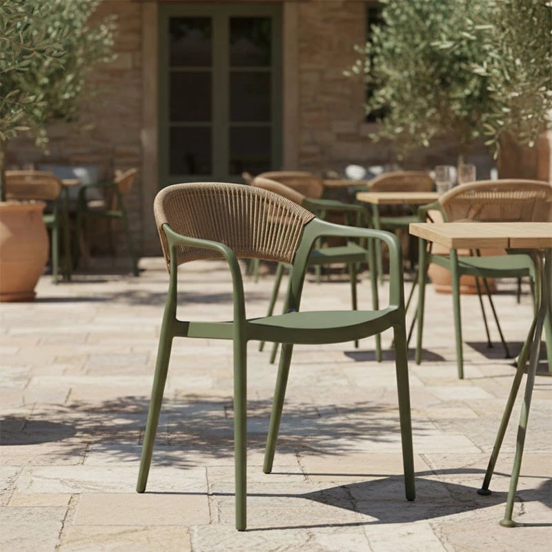 Karrige me krahë Ankara, ngjyrë ulliri-natyrale, e grumbullueshme, 54x55.5x77cm