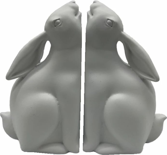 Set mbajtës librash Bun Bun, 2 copë, polirezine, të bardhë, 22x9x18cm