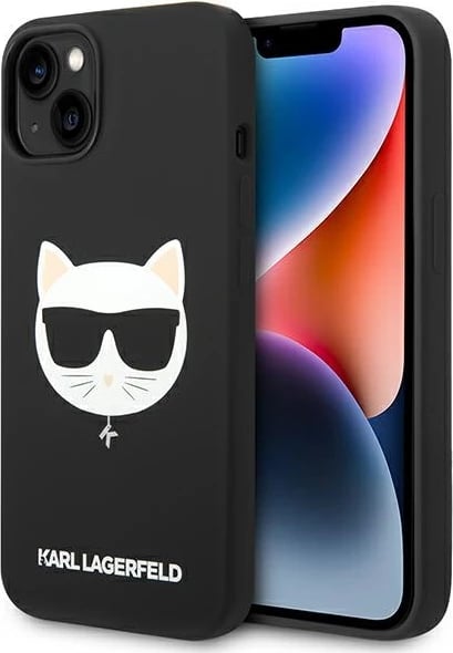 Mbështjellës Karl Lagerfeld KLHMP14MSLCHBK për iPhone 14 Plus 6.7", silikon, i zi, Choupette Head Magsafe