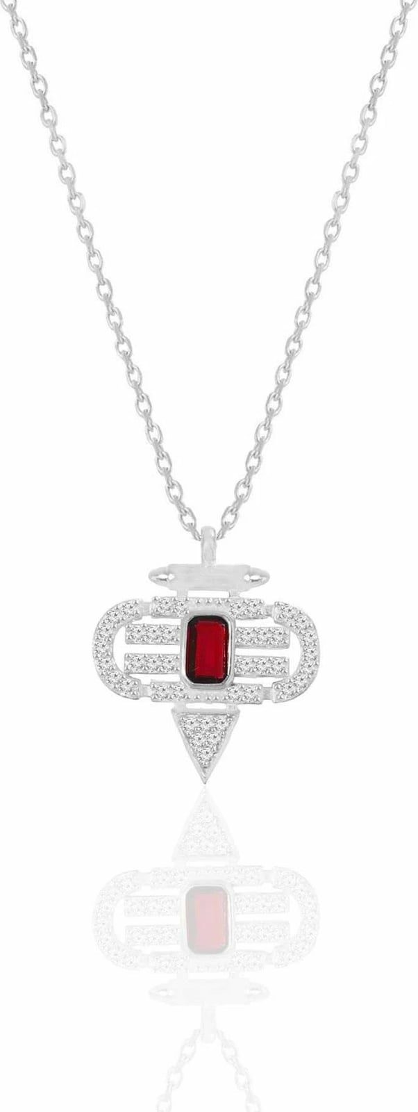 Qafore argjendi me gur ruby, ngjyrë fuchsia, Jumeon, SGTL12678