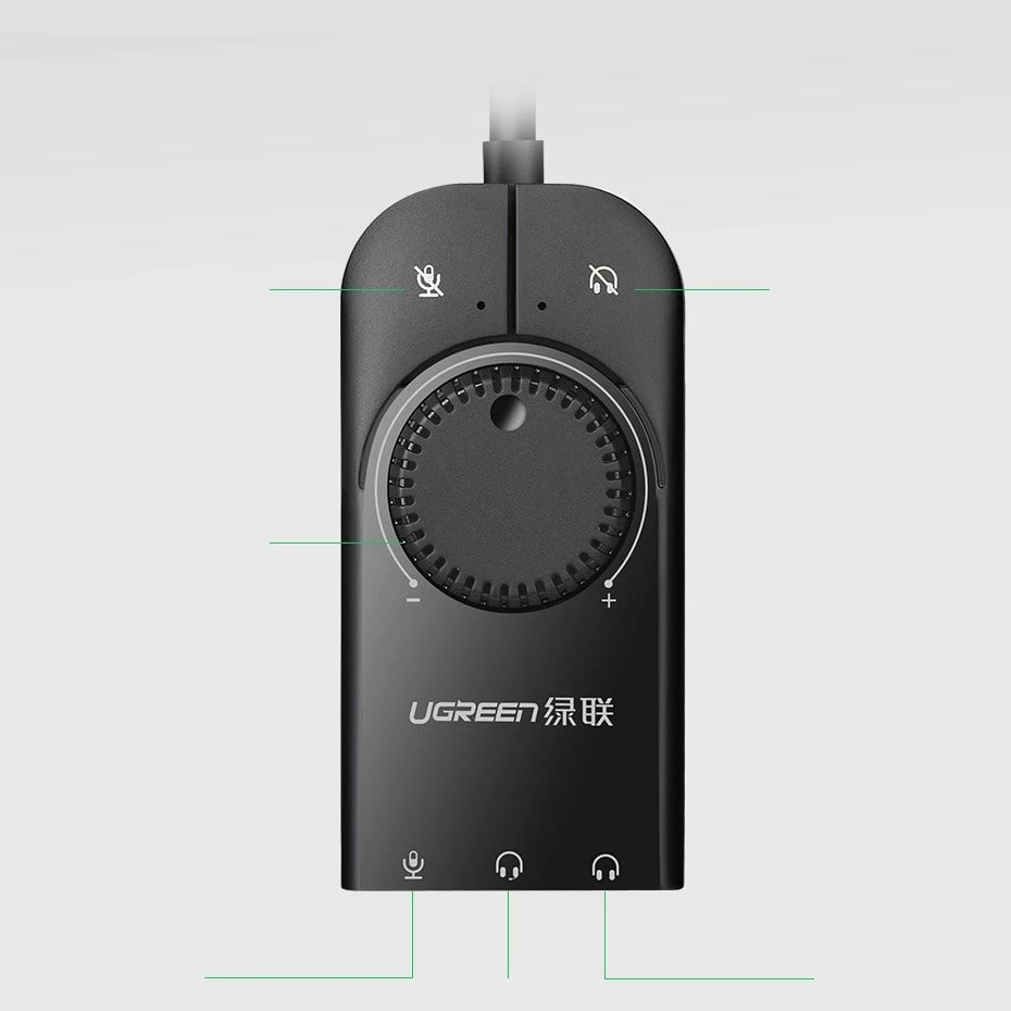 Adapter zanor i jashtëm Ugreen 40964, USB-A, 3.5 mm mini jack, 15 cm, Zi