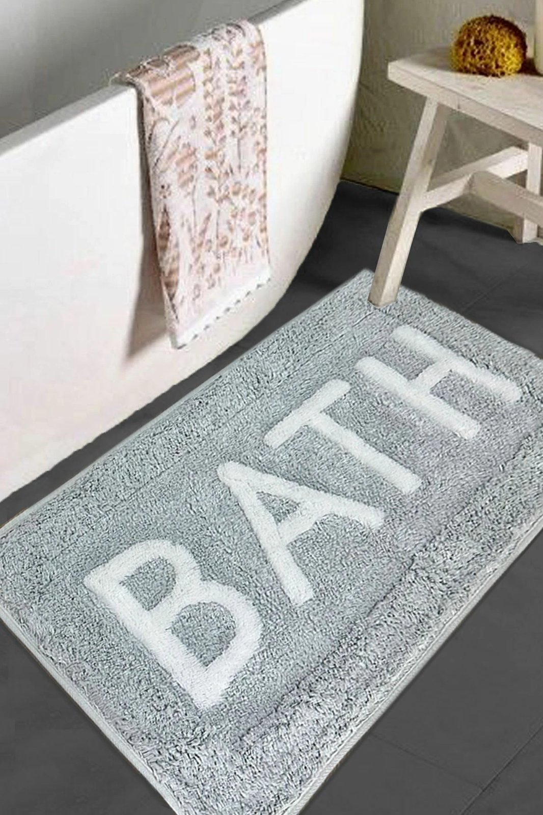 Tapet për banjo, pambuk 100%, ngjyrë gri, Mijölnir, Cotonel, 70x120cm