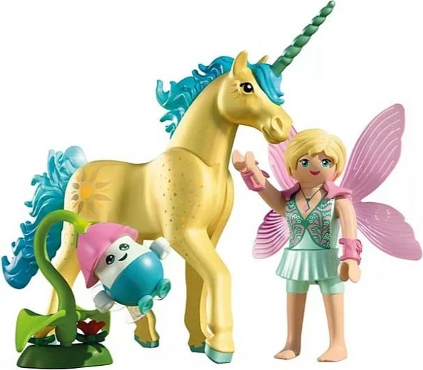 Set lodrash Playmobil Princess Magic 71842 njëbrirësh me zanë Sunshine Blossom, 24 pjesë